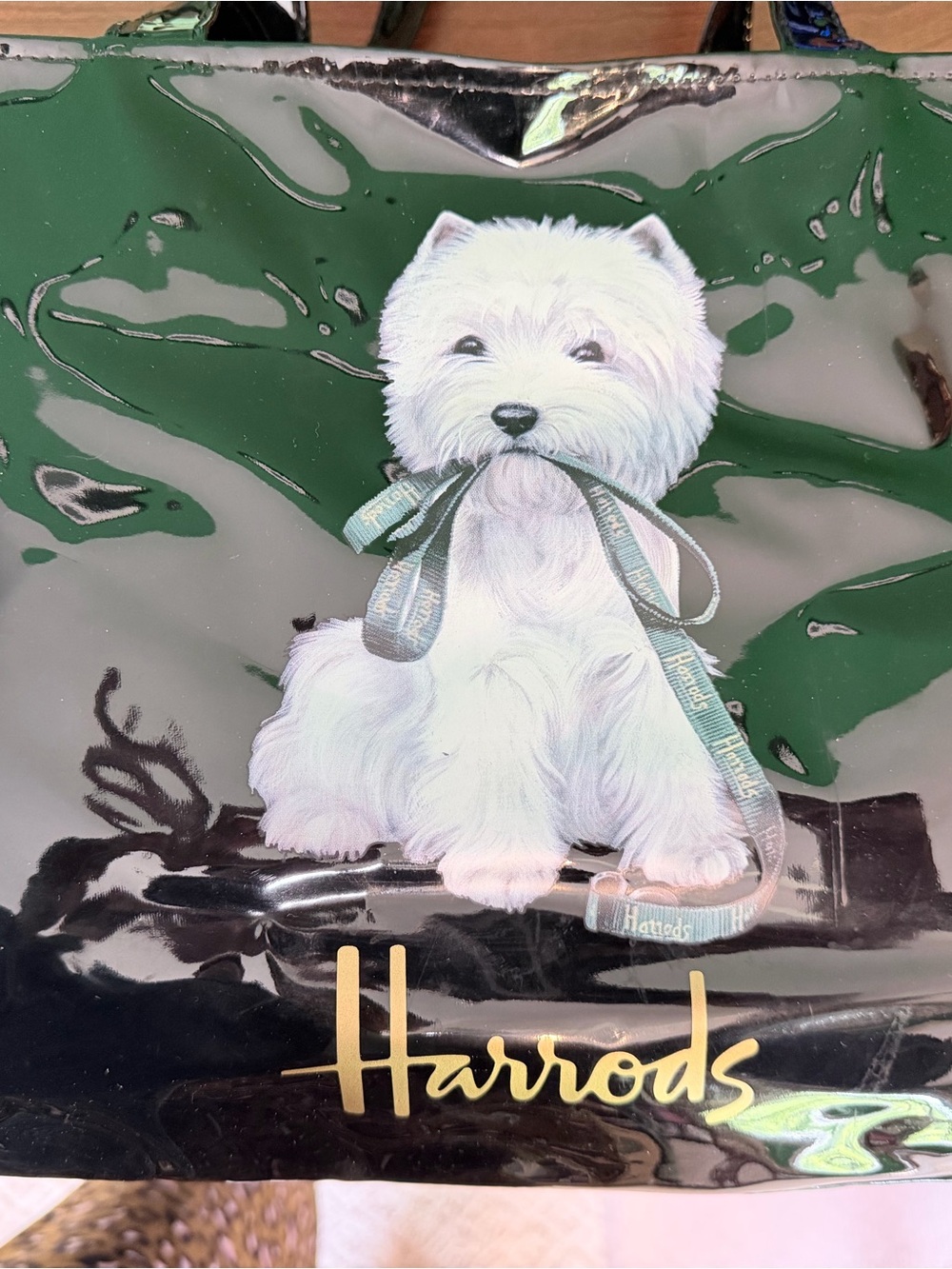 Authentic Harrods London Westie Patent Tote – Purchased at Harrods